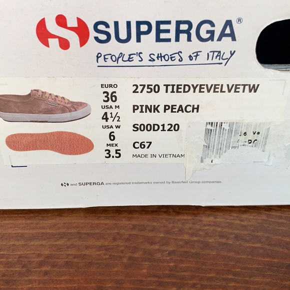 Superga Tie Dye Pink/Peach Velvet Sneakers Brand New in Box - Picture 13 of 16